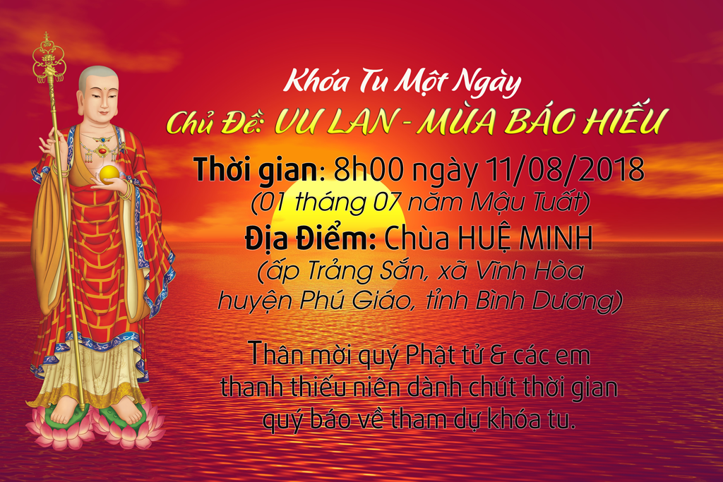 THÔNG BÁO KHÓA TU BÁO HIẾU NĂM MẬU TUẤT TẠI CHÙA HUỆ MINH