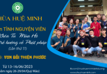 Đăng ký tình nguyện viên Khóa tu mùa hè 2023 tại chùa Huệ Minh