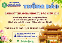 THÔNG BÁO ĐĂNG KÝ THAM GIA KHÓA TU BÁO HIẾU 2026